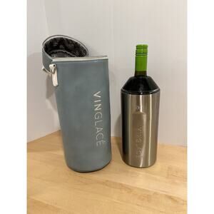 Vinglace Stainless Steel Portable Wine Champage Chiller Insulator + RARE Tote